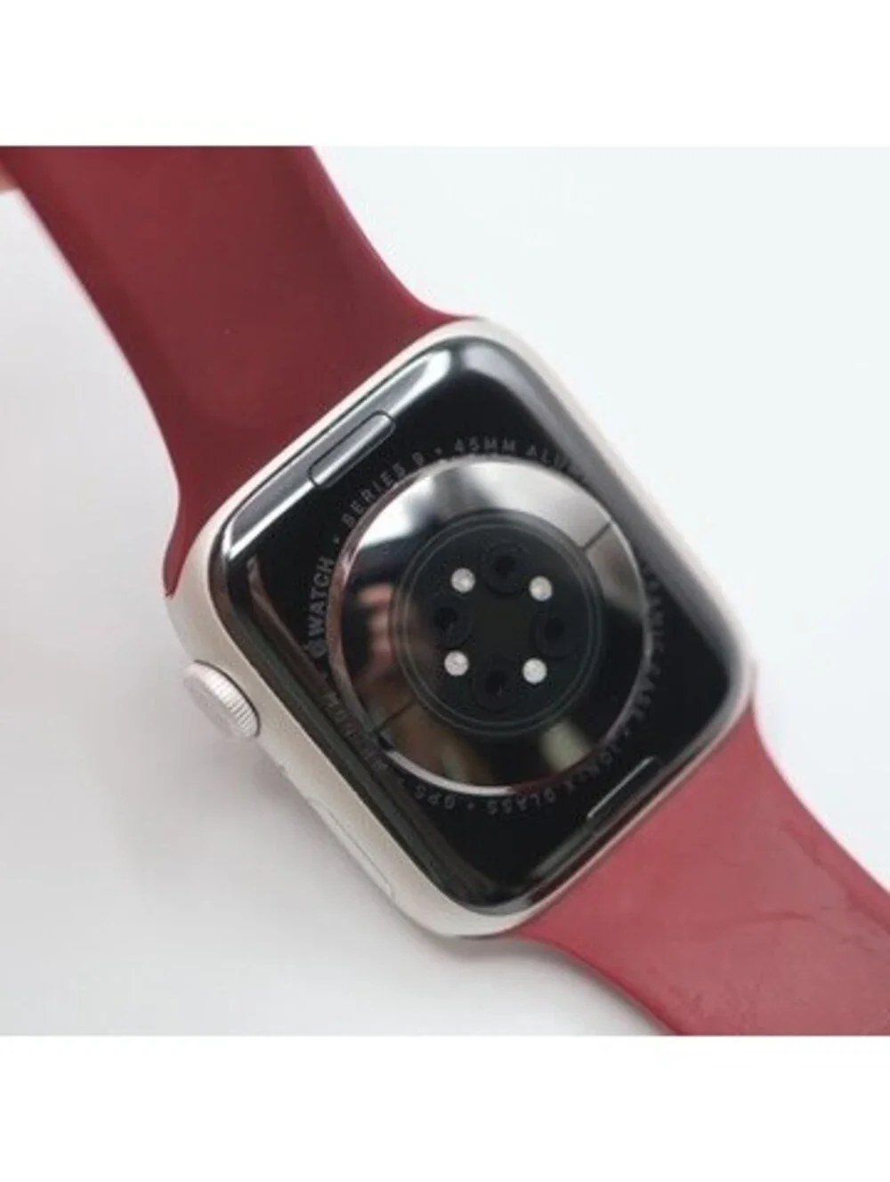 Apple Watch Series 9 45mm Large Starlight Excellent Maroon Silicone Band